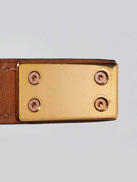 Hermes Black Box Leather Gold Plated Drag Double Tour Bracelet Size T2